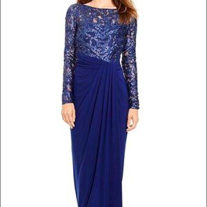 Navy sequin gown modest
